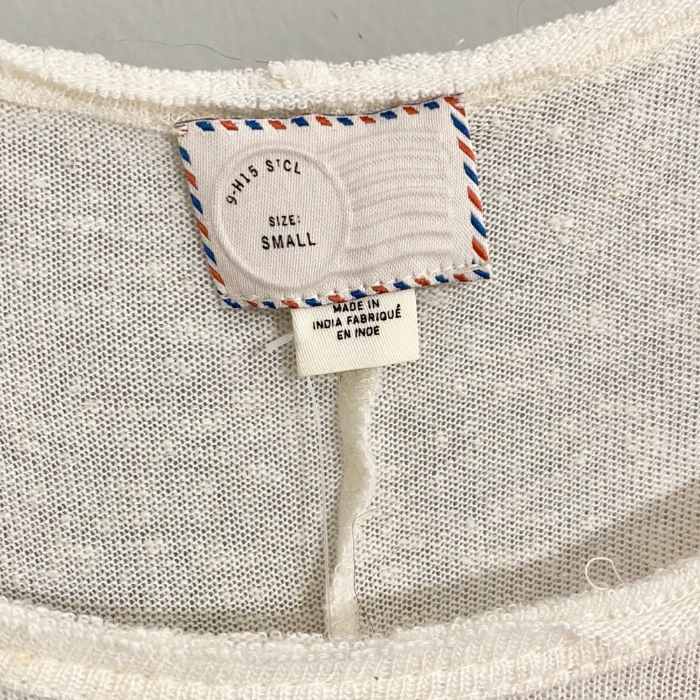 NWT Anthropologie Embroidered Linen Floral Top White Pink Size Small - Picture 5 of 16